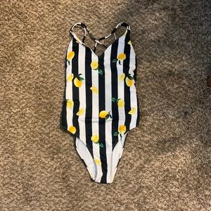Lemon patterned one piece swimsuit, size M